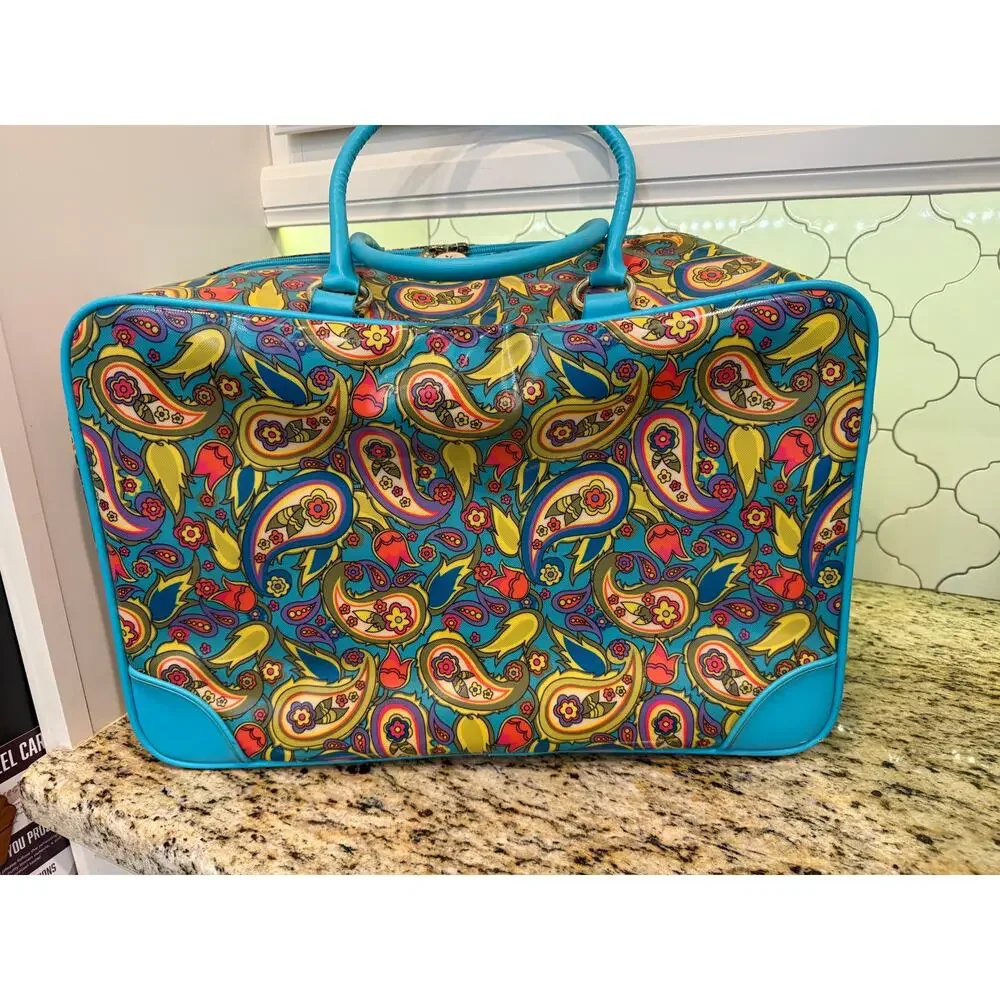 Double Dutch Club blue paisley carry-on flight travel bag